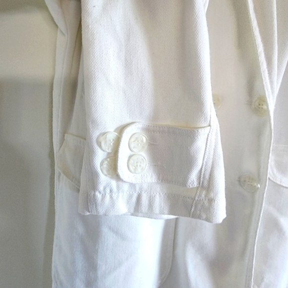 Andy Johns White Denim Full Length Trench Style Coat Size Large - Picture 7 of 9